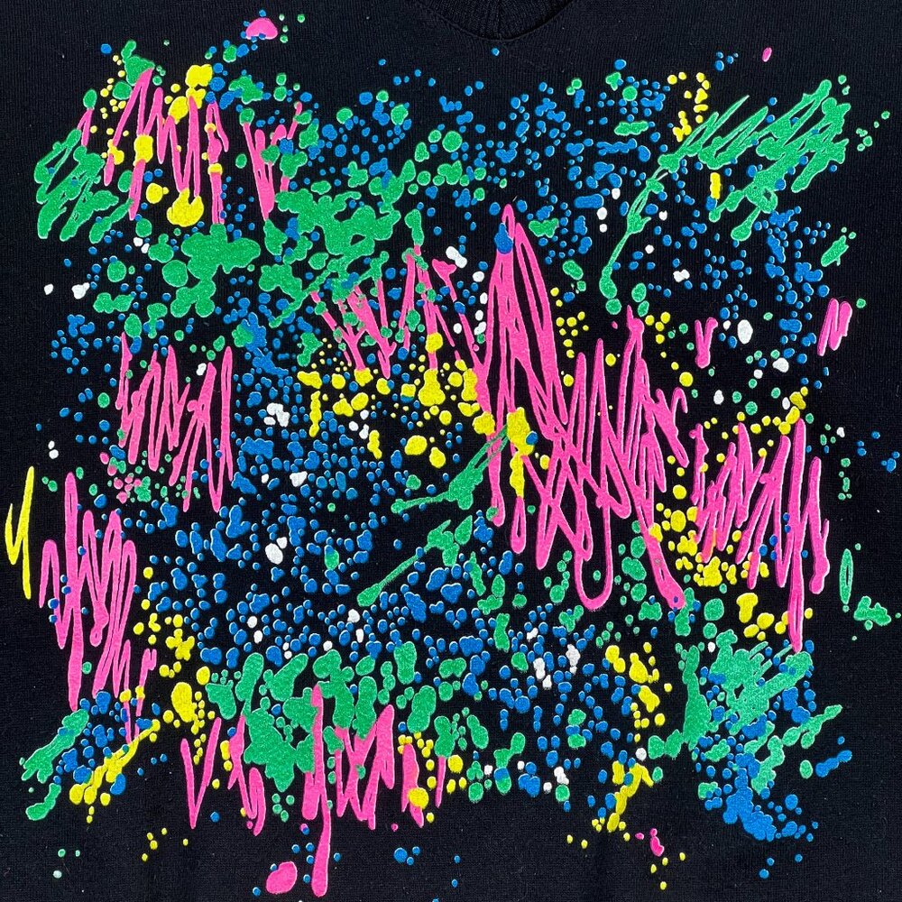Swingster Iconic '80s Vintage Sweatshirt Neon Splatter Paint Graphic Design Sz L - Picture 4 of 7
